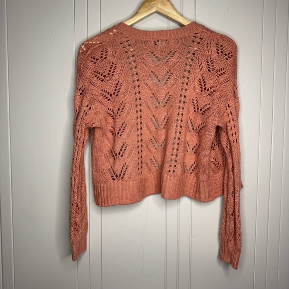 American Eagle Outfitters Peach/Pink Cropped Cardigan Sweater - Picture 5 of 8